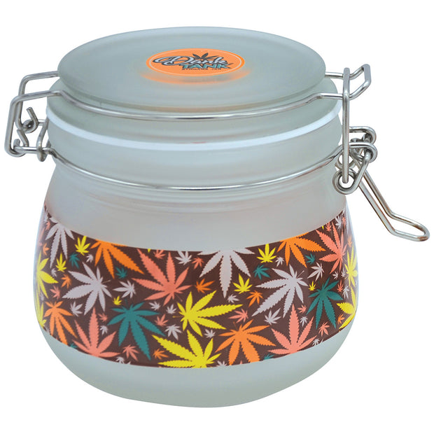 Airtight Glass Storage Jar | Vintage Hemp Leaves