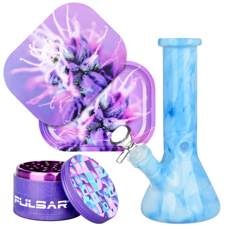 Candy Floss Funk Bong, Grinder, & Rolling Tray Bundle