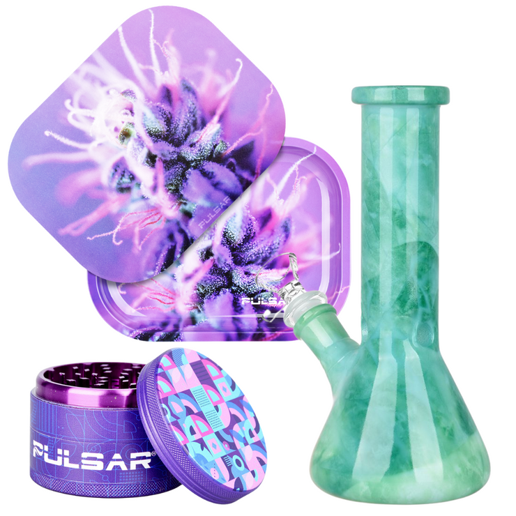 Candy Floss Funk Bong, Grinder, & Rolling Tray Bundle