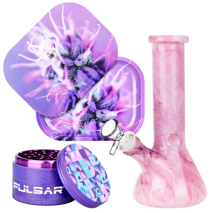 Candy Floss Funk Bong, Grinder, & Rolling Tray Bundle