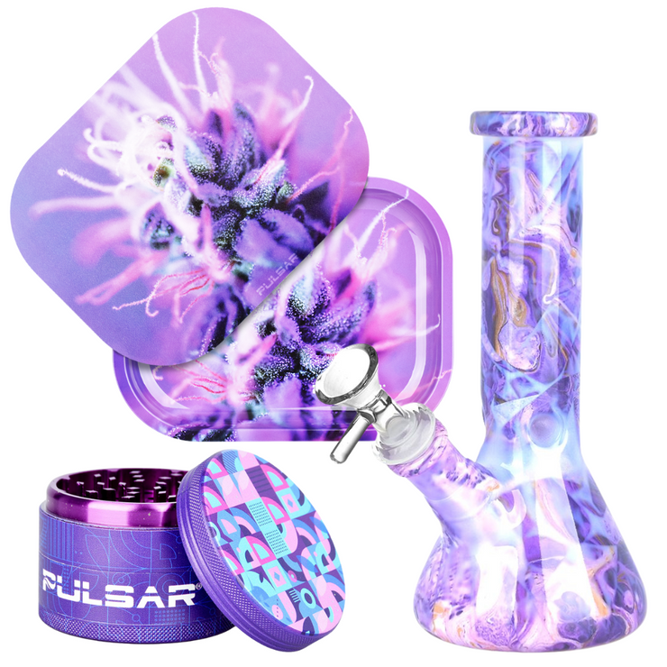 Candy Floss Funk Bong, Grinder, & Rolling Tray Bundle