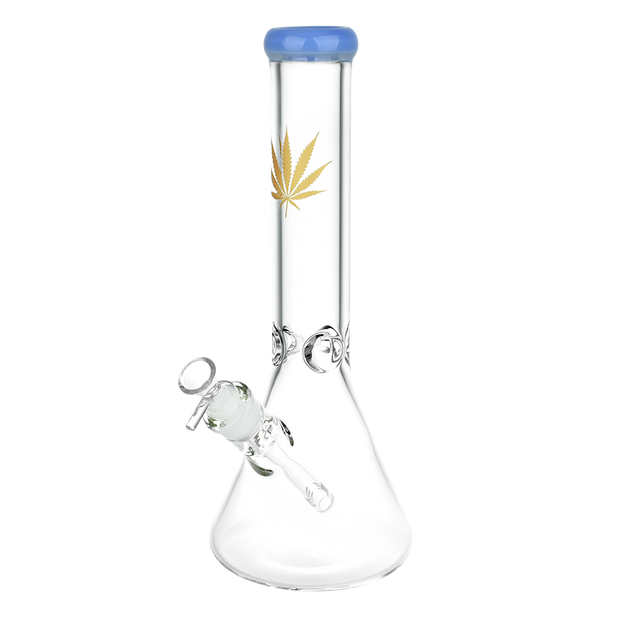 Classic Glass Gold Leaf Beaker Bong | Large Size | Blue