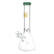 Classic Glass Gold Leaf Beaker Bong | Large Size | Green