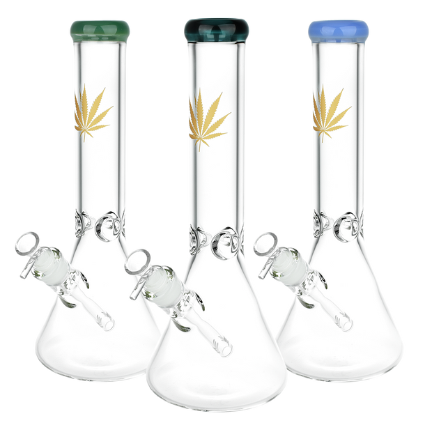 Classic Glass Gold Leaf Beaker Bong | Large Size | Group