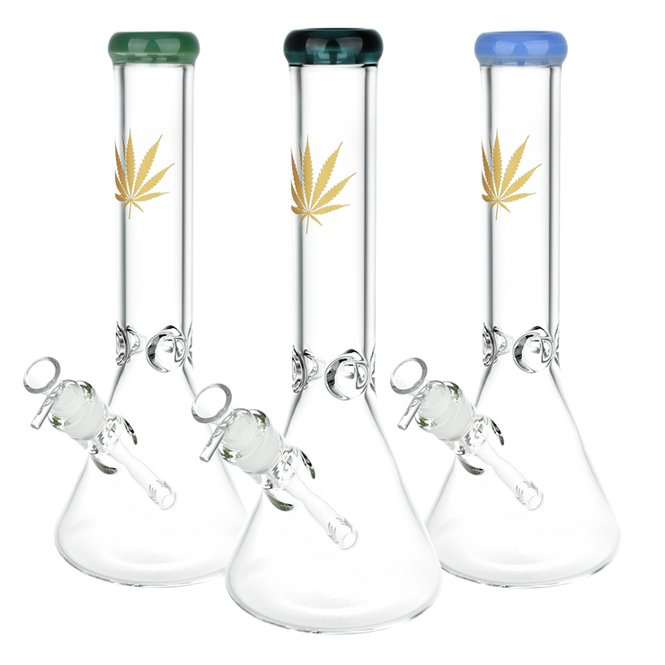 Classic Glass Gold Leaf Beaker Bong | Large Size | Group