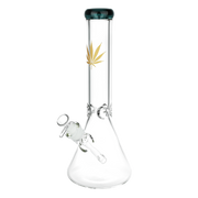 Classic Glass Gold Leaf Beaker Bong | Large Size | Teal