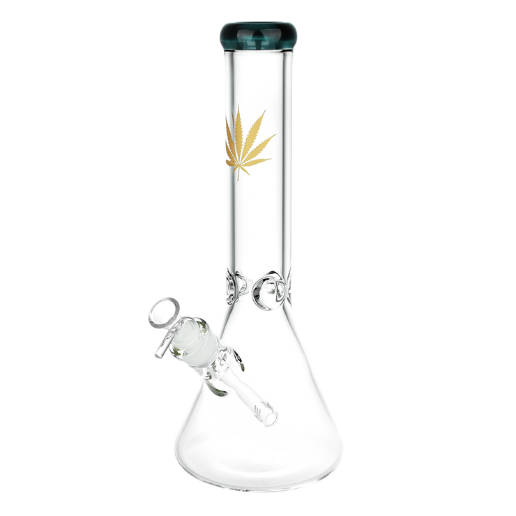 Classic Glass Gold Leaf Beaker Bong | Large Size | Teal