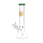 Classic Glass Gold Leaf Beaker Bong | Medium Size | Green