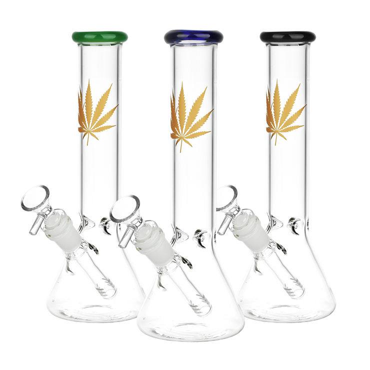 Classic Glass Gold Leaf Beaker Bong | Medium Size | Group