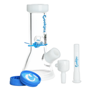 Cookies Mighty Mini Beaker Bong & Grinder Set | Clear & White Accents | Contents