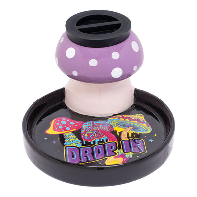 Drop In Mushroom 2-in-1 Airtight Ceramic StashTray | Front View