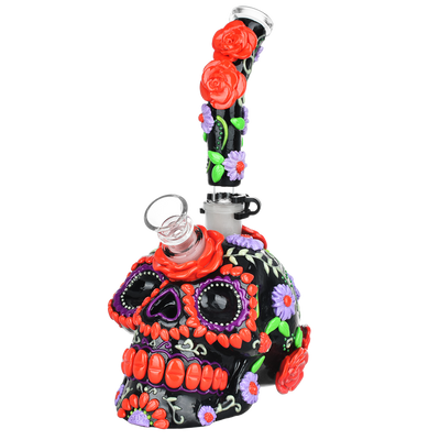 Flowering Sugar Skull Bong | Front View