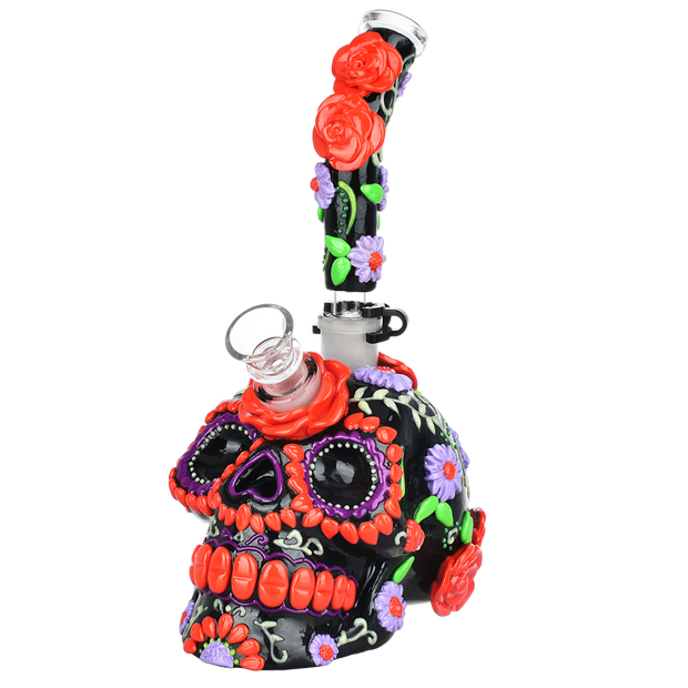 Flowering Sugar Skull Bong | Front View