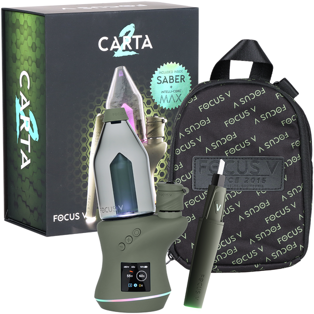 Focus V Carta 2 MAX Electric Dab Rig & Saber Hot Knife Bundle | Forest