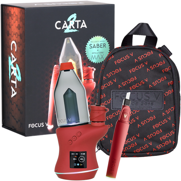 Focus V Carta 2 MAX Electric Dab Rig & Saber Hot Knife Bundle | Bordeaux