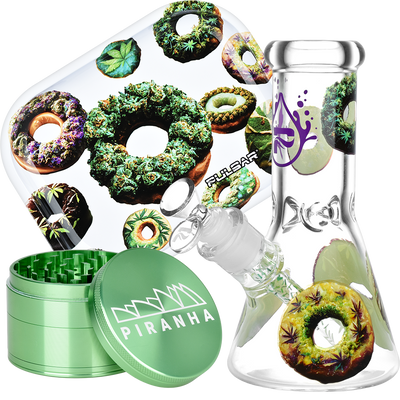 Forbidden Donuts Bong, Grinder, & Rolling Tray Bundle