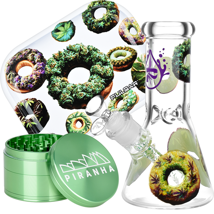 Forbidden Donuts Bong, Grinder, & Rolling Tray Bundle