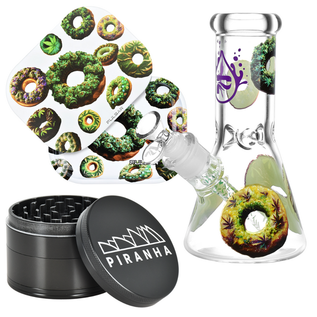 Forbidden Donuts Bong, Grinder, & Rolling Tray Bundle