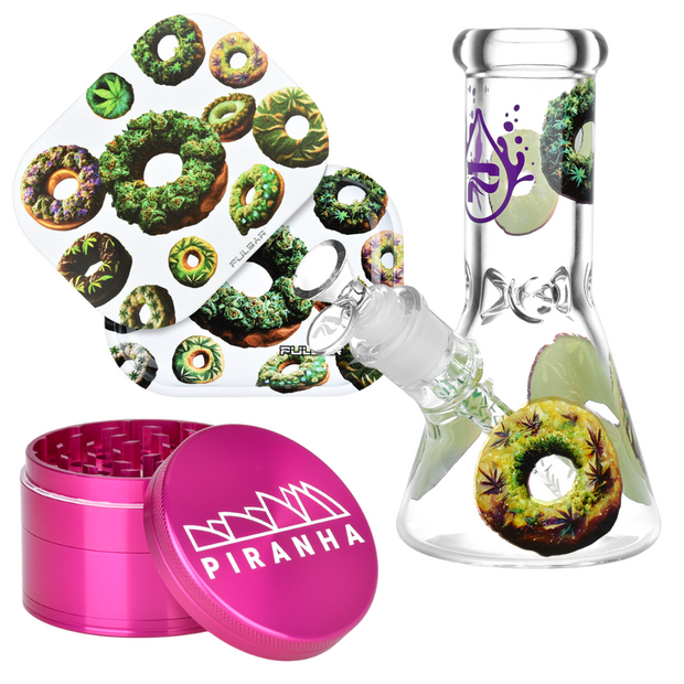 Forbidden Donuts Bong, Grinder, & Rolling Tray Bundle