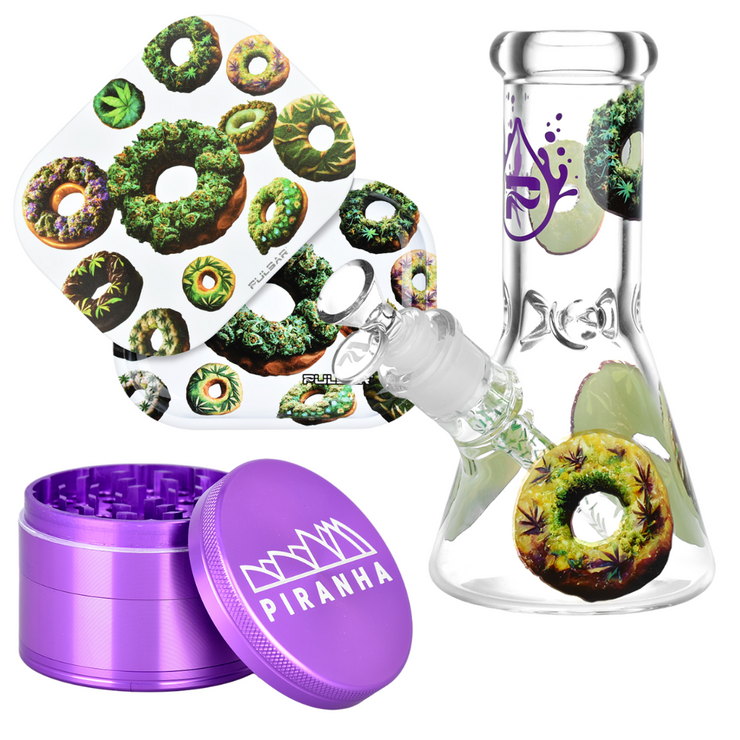 Forbidden Donuts Bong, Grinder, & Rolling Tray Bundle