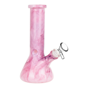 Gemstone Glass Beaker Bong | Rose Quartz