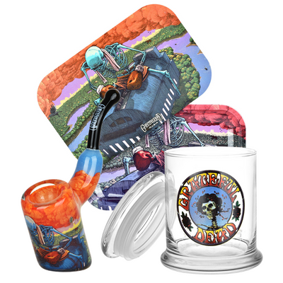 Grateful Dead Boxer Pipe, Stash Jar, & Tray Bundle