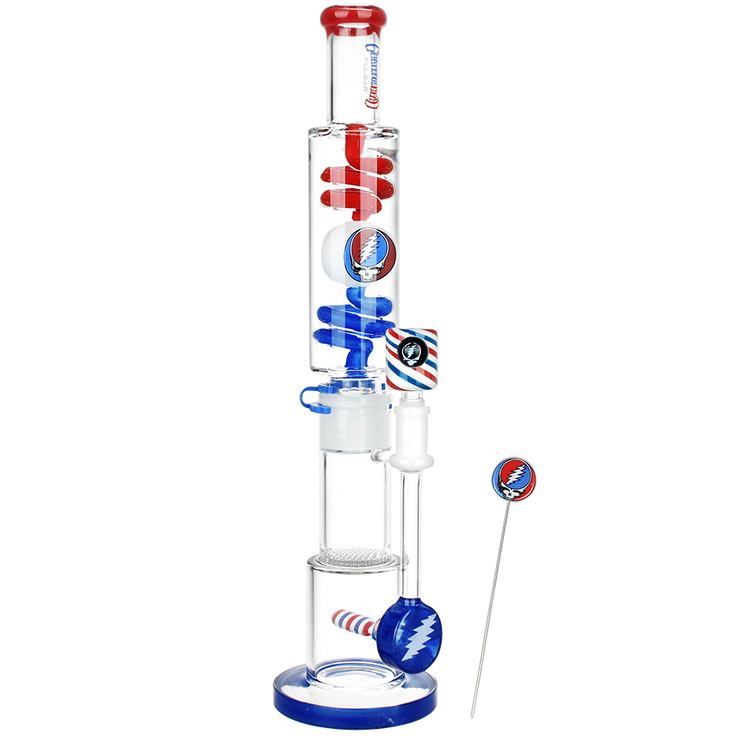 Grateful Dead x Pulsar 10 Year Flood Glycerin Stacker Bong Set | Frontal View