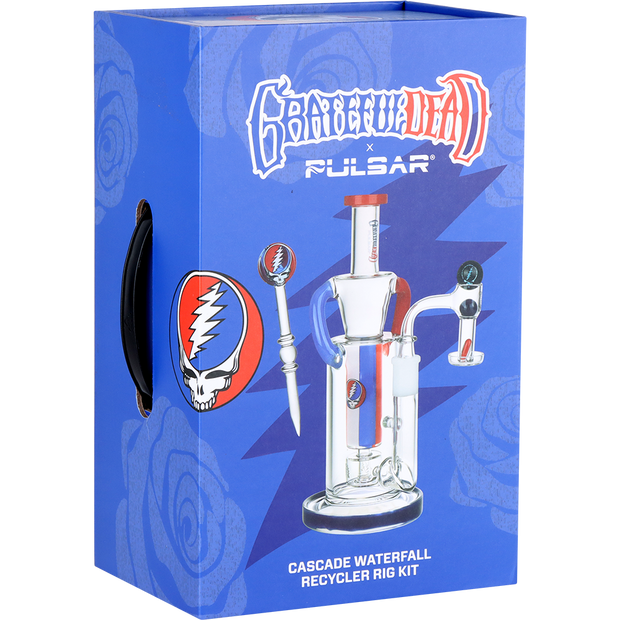 Grateful Dead x Pulsar Cascade Waterfall Recycler Dab Rig Set | Luxury Gift Box Packaging