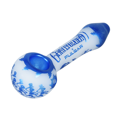 Grateful Dead x Pulsar Etched Spoon Pipe | Blue Sky Dancing Skellies | Bowl Frontal View