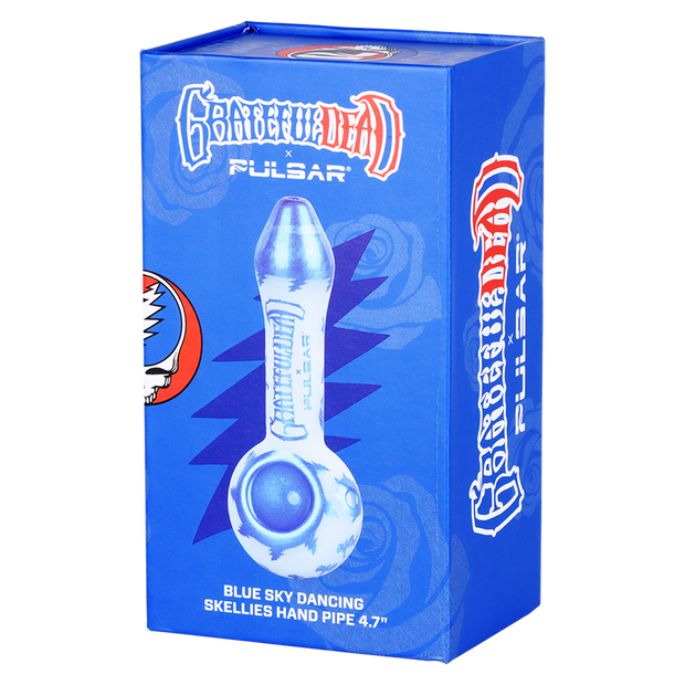 Grateful Dead x Pulsar Etched Spoon Pipe | Blue Sky Dancing Skellies | Gift Box Packaging