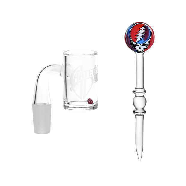 Grateful Dead x Pulsar Lightning Bell Dab Rig Set | Full Weld Seamless Banger, Terp Pearls, & Dab Tool