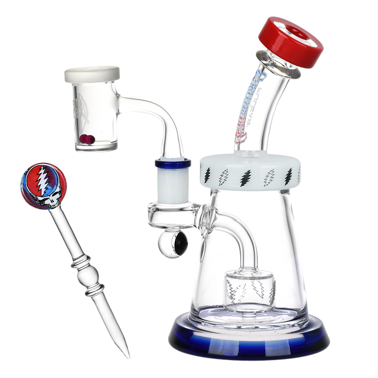 Grateful Dead x Pulsar Lightning Bell Dab Rig Set | Back View