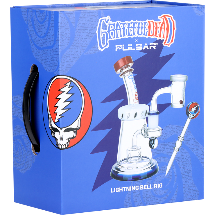 Grateful Dead x Pulsar Lightning Bell Dab Rig Set | Gift Box Packaging | Front View