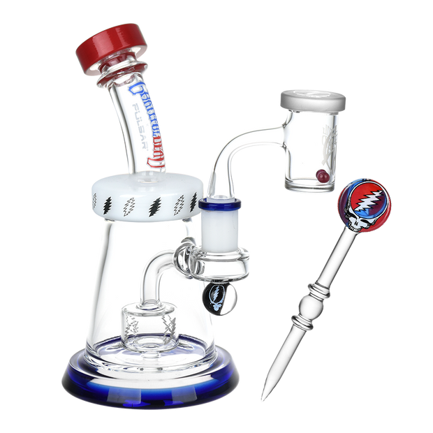 Grateful Dead x Pulsar Lightning Bell Dab Rig Set | Front View