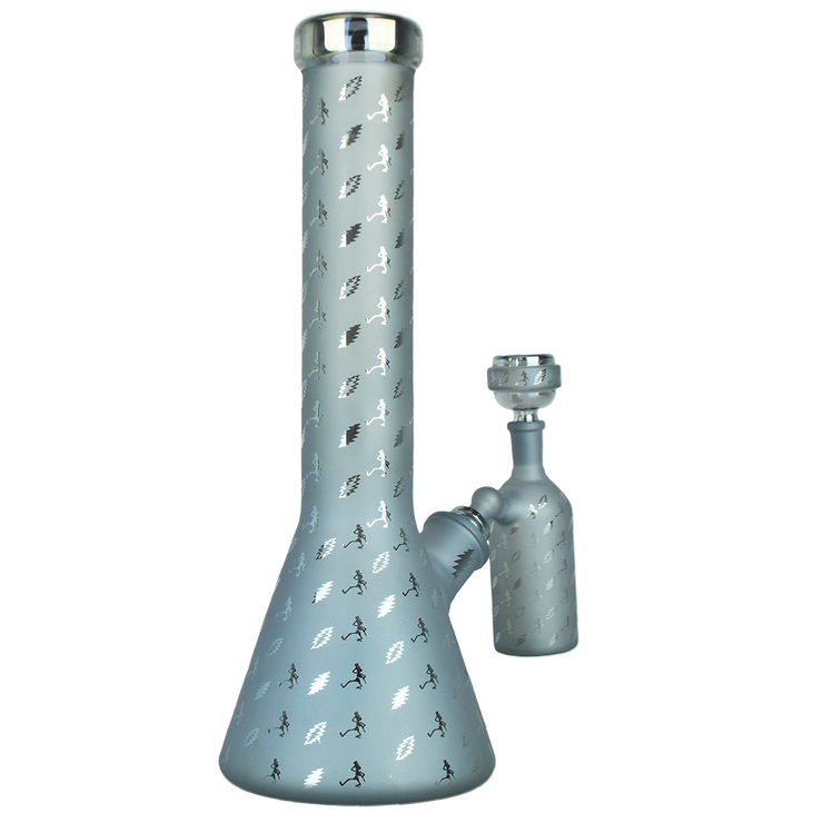 Grateful Dead x Pulsar Lightning Skellies Beaker Bong Set | Blue | Back View