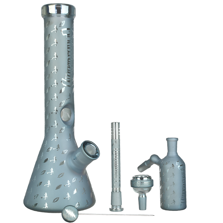 Grateful Dead x Pulsar Lightning Skellies Beaker Bong Set | Blue | Contents