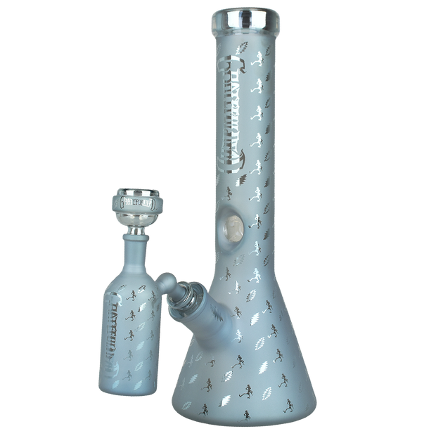 Grateful Dead x Pulsar Lightning Skellies Beaker Bong Set | Blue | Front View