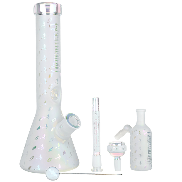 Grateful Dead x Pulsar Lightning Skellies Beaker Bong Set | Clear | Contents