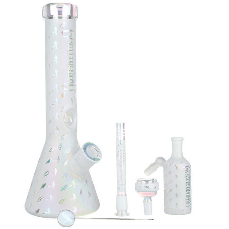 Grateful Dead x Pulsar Lightning Skellies Beaker Bong Set | Clear | Contents