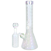 Grateful Dead x Pulsar Lightning Skellies Beaker Bong Set | Clear | Front View