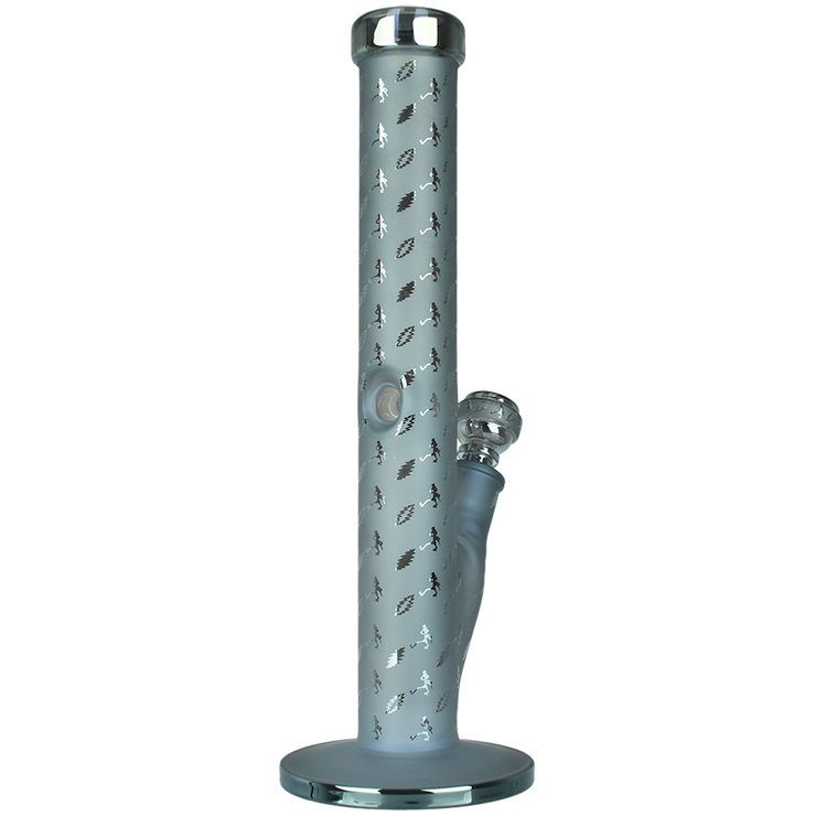 Grateful Dead x Pulsar Lightning Skellies Straight Tube Bong | Blue | Back View