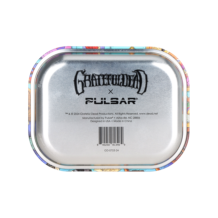 Grateful Dead x Pulsar Mini Metal Rolling Tray | Deadhead Dorm | Back View