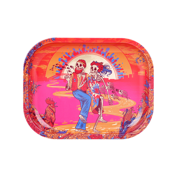 Grateful Dead x Pulsar Mini Metal Rolling Tray | Sunset Dance | Front View