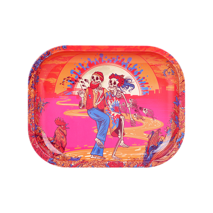 Grateful Dead x Pulsar Mini Metal Rolling Tray | Sunset Dance | Front View