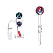 Grateful Dead x Pulsar Stealied Out Dab Rig Set | Terp Slurper Banger & Insert Set, Stealie Dab Tool