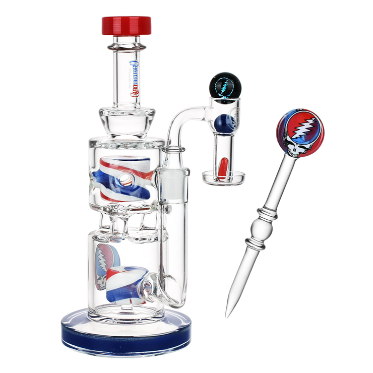 Grateful Dead x Pulsar Stealied Out Dab Rig Set | Front View