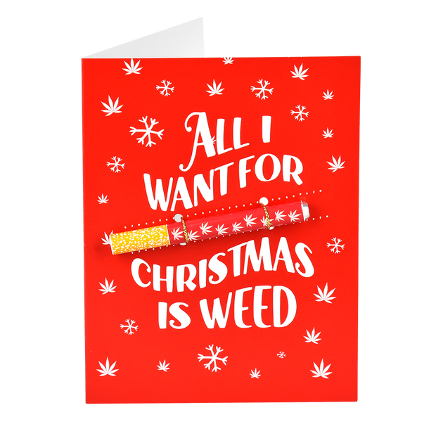 KushKards One Hitter Holiday Greeting Cards | All I Want For Christmas Is Weed