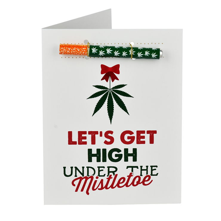 KushKards One Hitter Holiday Greeting Cards | Let's Get High Under The Mistletoe