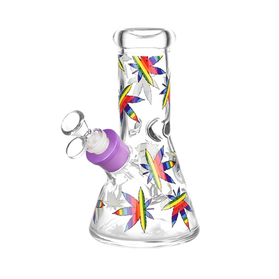 Leafy Celebration Beaker Bong | Rainbow