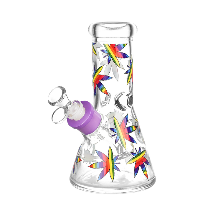 Leafy Celebration Beaker Bong | Rainbow